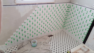 Wain scottting around this bathroom for. More classic look