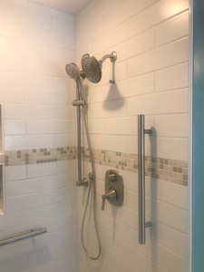Tileware grab bar custom tiled shower 